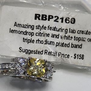RBP2160 The GoGo Unicorn-LC Lemondrop Citrine/White Topaz, triple rhodium Sz 6